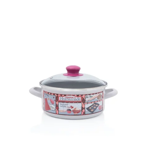 Metalac Happines Is Homemade Enamelled Casserole With Glass Lid 20 CM